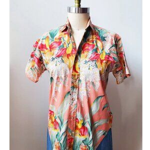 Polo Ralph Lauren Blue Label Tropical Hawaiian Print Short Sleeved Dress Shirt 6